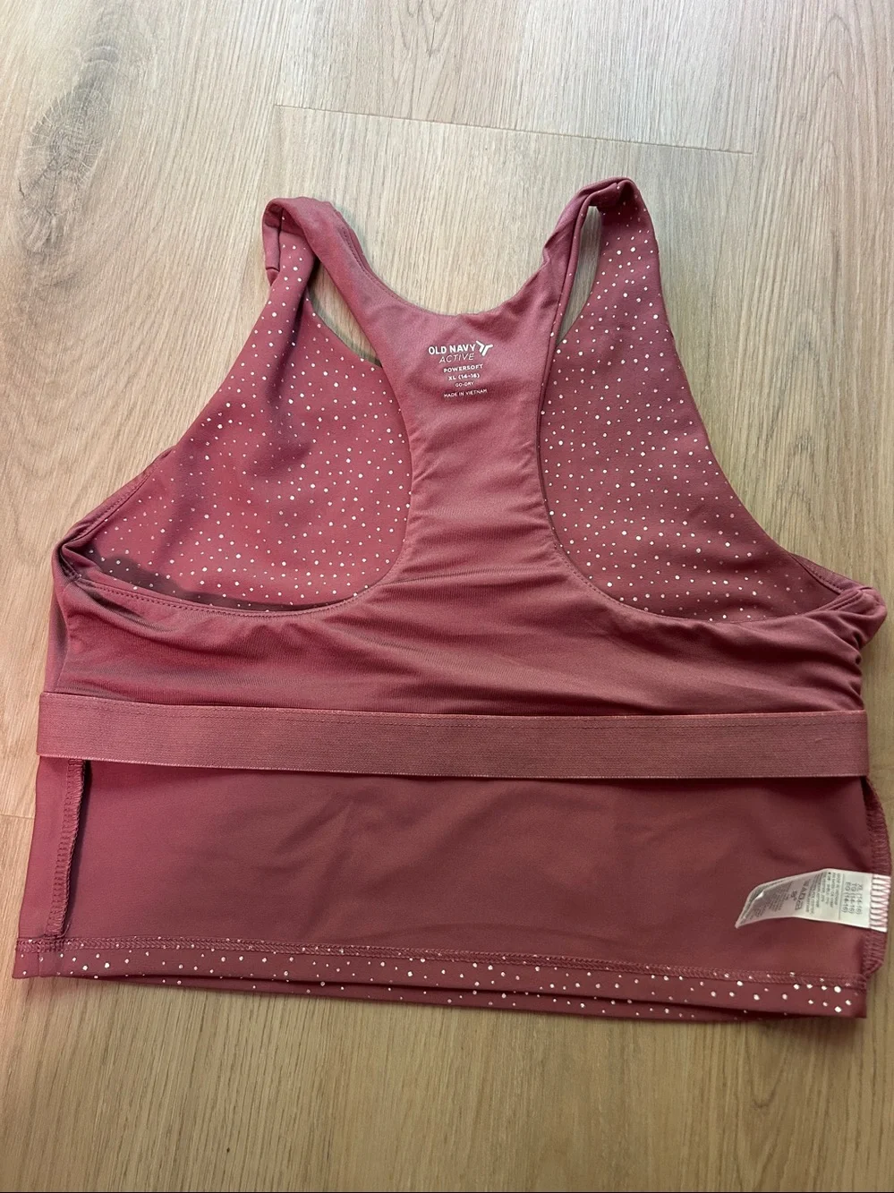 Old Navy Burgundy Racerback Girls Sport Bra with Metallic Dot Detail XL 14-16